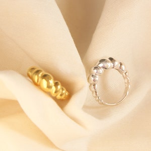 Croissant Dome Ring, Minimalist Dome Ring, Sterling silver chunky Ring, Twist Ring