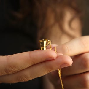 Espresso Maker Charm Necklace, Minimalist sterling silver food necklace, Friendship jewelry