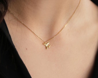 Tiny Airplane Necklace , Minimalist sterling silver airplane pendant ,travel jewellery, journey necklace , airplane gifts