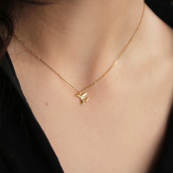 Travel Inspired Golden or Silver Airplane Wanderlust Necklace