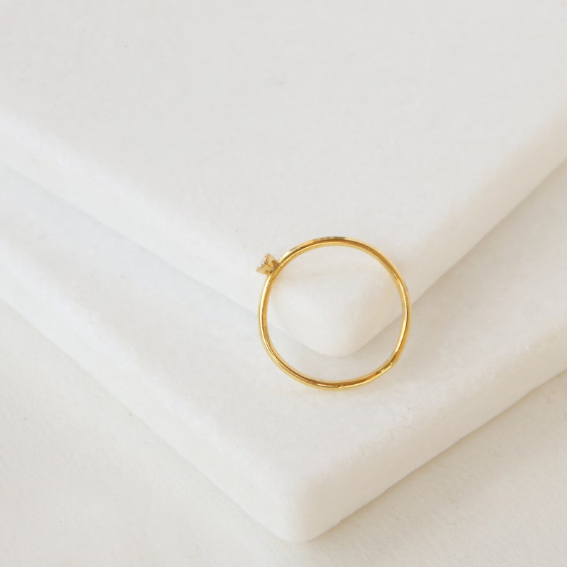Dainty skinny stacking ring Minimalist gemstone sterling silver ring Tiny marquise ring