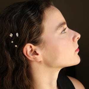 Gold Diamond sterling silver pins, Wedding bride pin set, Hair pins for women