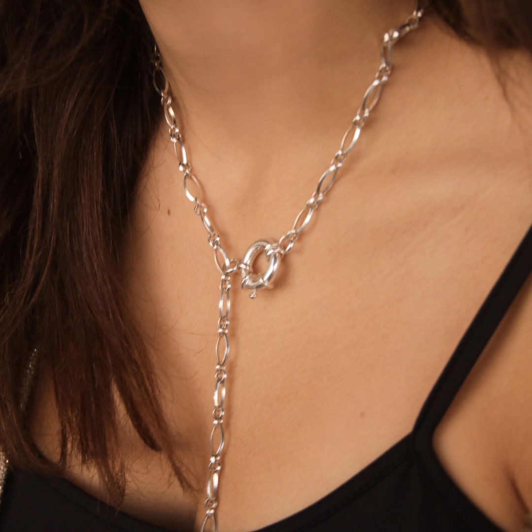 Mixed Link Chain Necklace Link Chain Toggle Necklace Gold Etsy