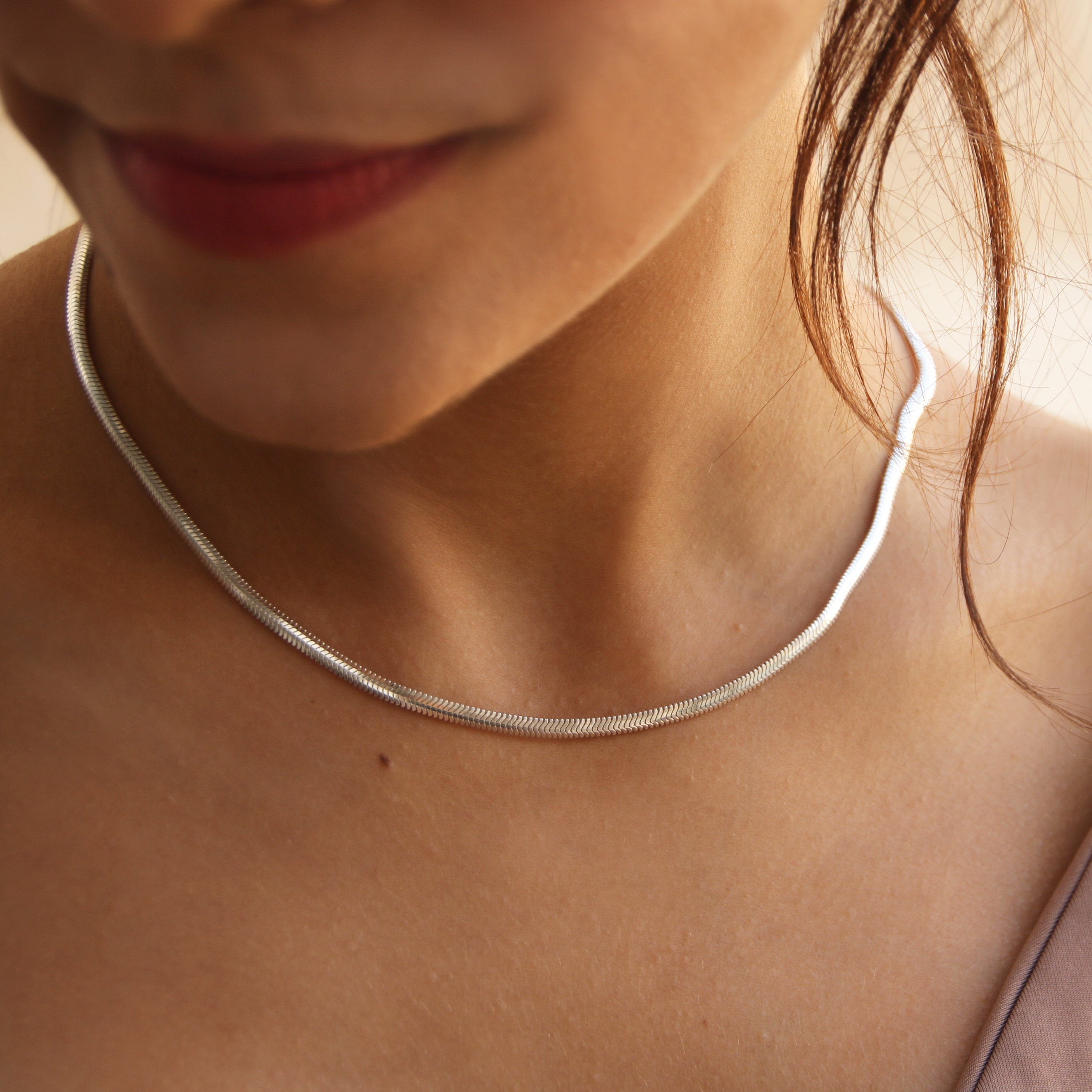 Snake Chain Necklace, Dainty Minimal Chain Necklace , Thick
