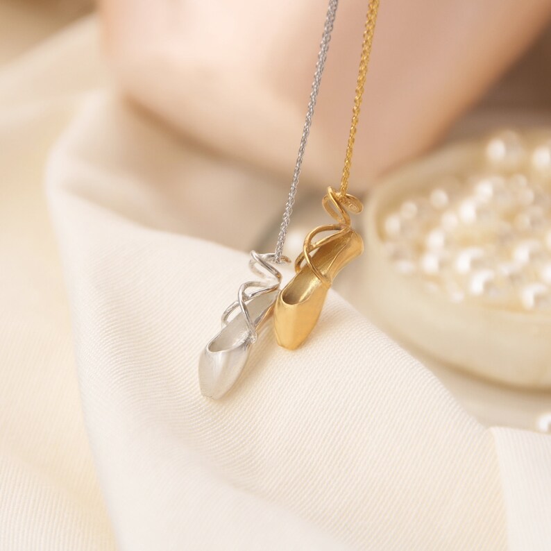 Pointe Shoe Charm Necklace Gold Ballet Slippers Ballet Etsy
