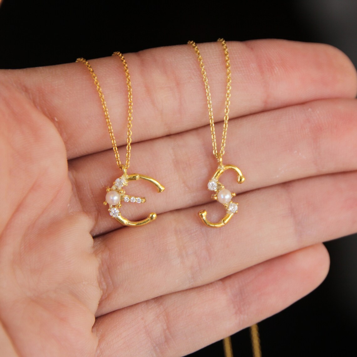 Gold Personalized Pearl Name Necklace Family Necklace - Etsy