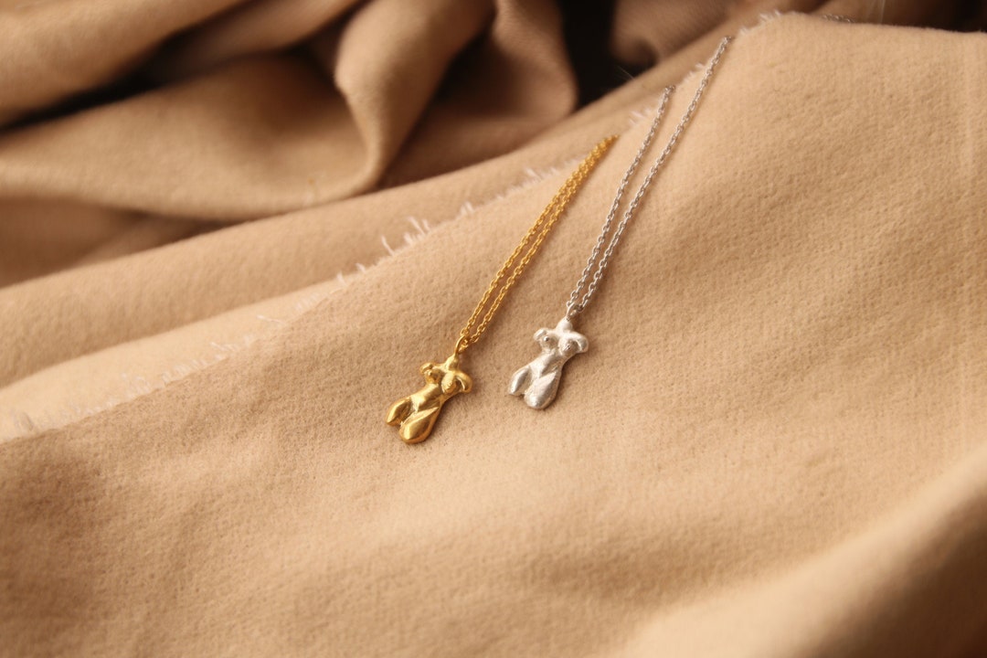 Tiny Gold Female Empowerment Necklace, Gold Female Body Pendant, Self