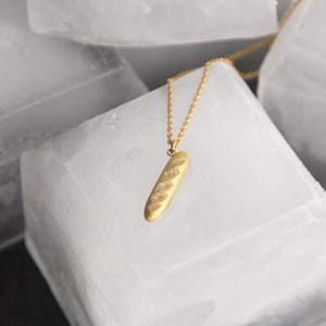 French Baguette Bread Charm Necklace, Minimalist sterling silver food necklace, Friendship jewelry