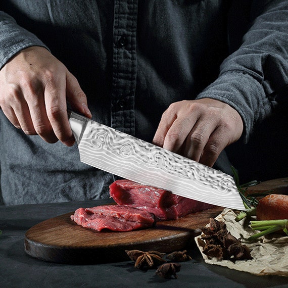 Hammered Super Sharp Non-stick Chef Knife With Protective 