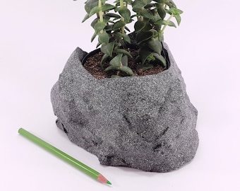 Granite Stone Look Flower Planter, 3D Printed Succulent Pot