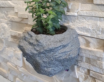 Granite Look Wall Planter, Large Stone Succulent Pot, Indoor Wall Decor