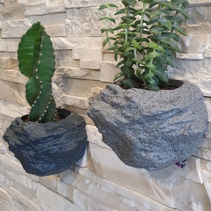 Large wall planter 22cm Granite stone rock look planter Large succulent pot Wall decor Indoor Wall Mounted Hanging Air pot Jardiniere