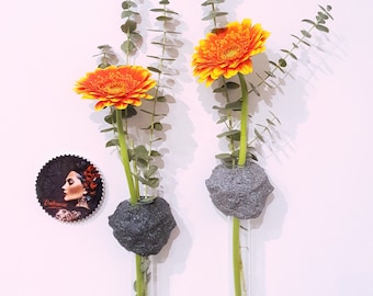 Granite Look Magnet Vase: Rock Shape Test Tube, Refrigerator Decor