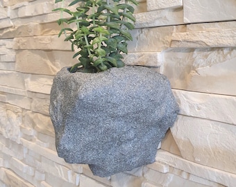 Granite Stone Look Wall Planter: Large 3D Printed Succulent Pot