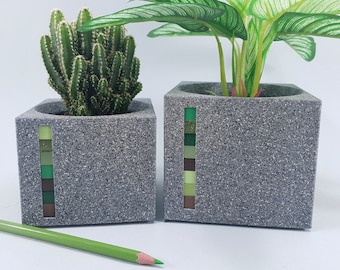 Granite Look Mosaic Planter, Modern Succulent Pot