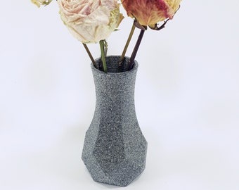 Granite stone look vase 18 cm (7 in) Rock vase Granite effect Housewarming Minimalist style Concrete look