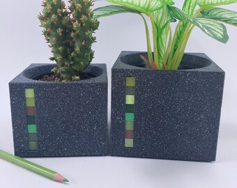 Black Granite Look Planter: Mosaic Succulent & Cactus Planter