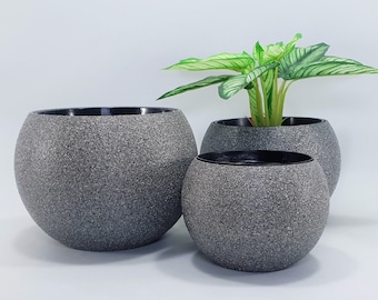 Sphere Planter, Rock Granite Look, Minimalist Style