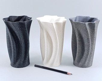 Wavy Granite Effect Vase, 3D Print Decor, Eco Friendly PLA