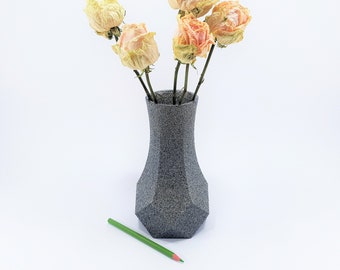 Granite stone look vase 18 cm (7 in) Dried  Roses included (optional) Rock vase Granite effect Housewarming Minimalist style Concrete look