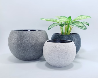 Granite Look Sphere Planter, Minimalist Home Decor