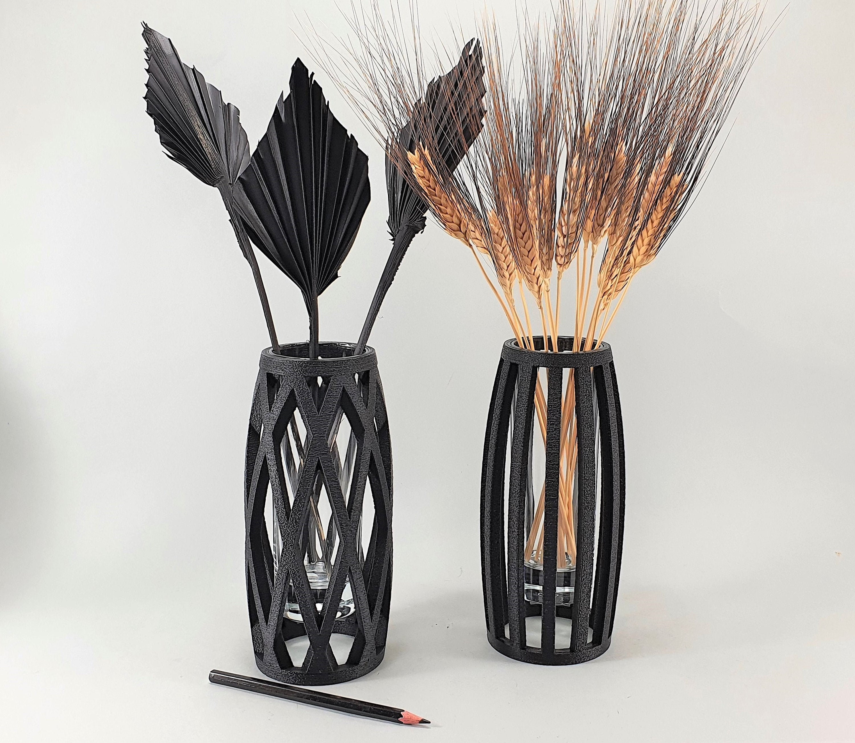 Gothic Black 3D Printed Vase, Modern Home Decor