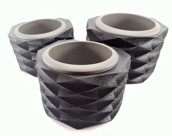 Set of 3 Modern Black Wall Planters, 3D Printed Home Decor