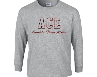 Lambda Theta Alpha Embroidered Gray Long sleeve shirt with variation