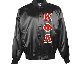Kappa Phi Lambda Black Embroidered Satin Jacket
