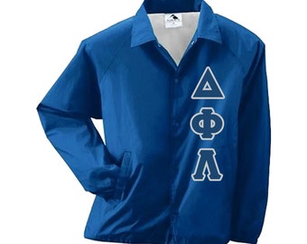 Delta Phi Lambda Embroidered Coach Line Jacket