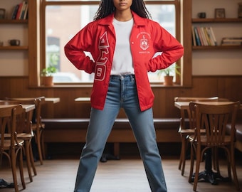 Delta Sigma Theta  Coach Jacket (pocket partially sewn shut)