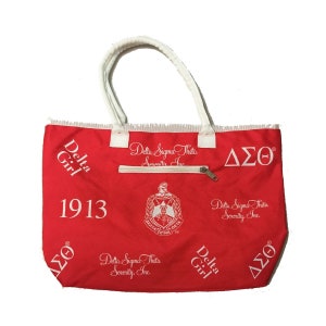 Delta Sigma Theta Printed Zip-Top Canvas Tote Bag