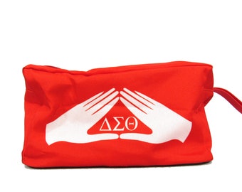 Delta Sigma Theta Zip-Top Canvas Cosmetic Bag