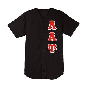 Lambda Alpha Upsilon Embroidered Baseball Jersey Black