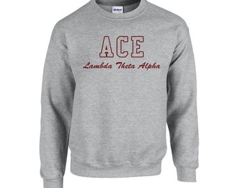 Sweat-shirt ras du cou brodé Lambda Theta Alpha gris avec variantes