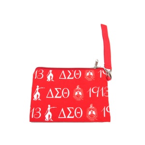 Delta Sigma Theta Zip-Top Canvas Wristlet Bag