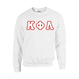 May include: White sweatshirt with red lettering that reads "KΦΛ".