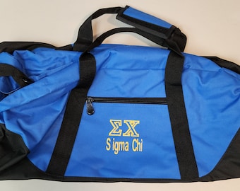 Sigma Chi Embroidered duffle bag