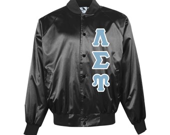 Lambda Sigma Upsilon Black Embroidered Satin Jacket