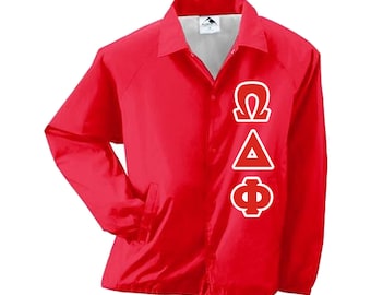 Omega Delta Phi Embroidered Coach Line Jacket