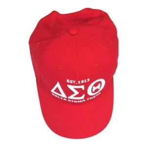 Delta Sigma Theta Greek letter Red Hat (Raised Letters)