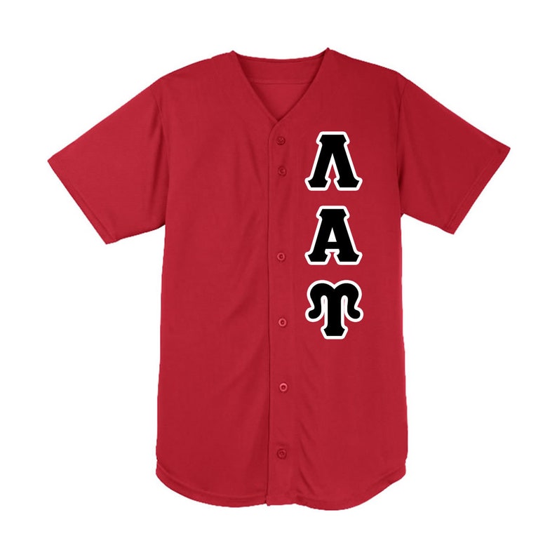 Lambda Alpha Upsilon Embroidered Baseball Jersey Red