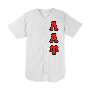 Lambda Alpha Upsilon Embroidered Baseball Jersey White