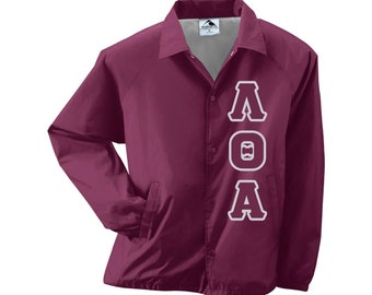 Lambda Theta Alpha Embroidered Burgundy Coach Line Jacket