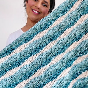 Crochet Waves Blanket, Crochet chunky Blanket Pattern, Quick Crochet project, Modern Crochet Blanket, Beach Crochet Blanket Pattern