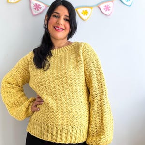 CROCHET PATTERN/  Mock Knit Stitch Crochet Sweater Pattern Pdf, Sizes Xs-2X, Easy Crochet Pullover Pattern, Side to Side Construction