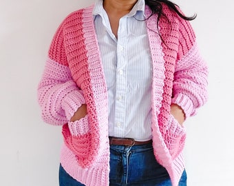 Bubblegum Crochet Cardigan Pattern: Chunky Balloon Sleeve Sweater (PDF Pattern)