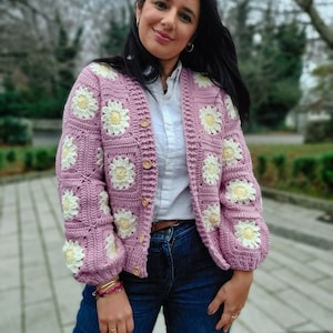 Daisy Dreams Cardigan Crochet Pattern, Granny Square crochet cardigan