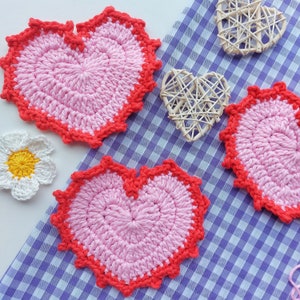 Crochet coaster pattern, Valentine's gift, Crochet heart coaster, Easy heart pattern