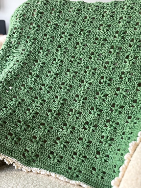 Crochet Pattern, Crochet Blanket Pattern, Flower Blanket, Throw Blanket, Flower Crochet Pattern, Modern Crochet Baby Blanket, 7 SIZES